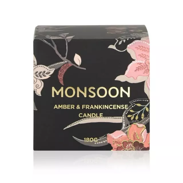 Monsoon Amber & Frankincense Candle 180G New & Free Postage