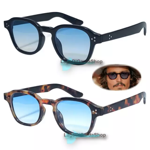 Occhiali Da Sole Uomo Johnny Depp Blu a Sfumare stile Moscot Novità 2022 Fashion