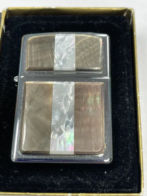 Zippo 1998 Black Pearl & Mother Of Pearl Double Side Lighter Unfired In Box W184
