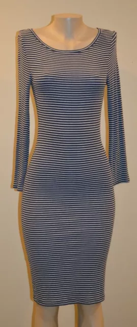 NWT BCBG MAXAZRIA STRIPE RUCHED FITTED BODYCON RIBBED TECTURE DRESS, small