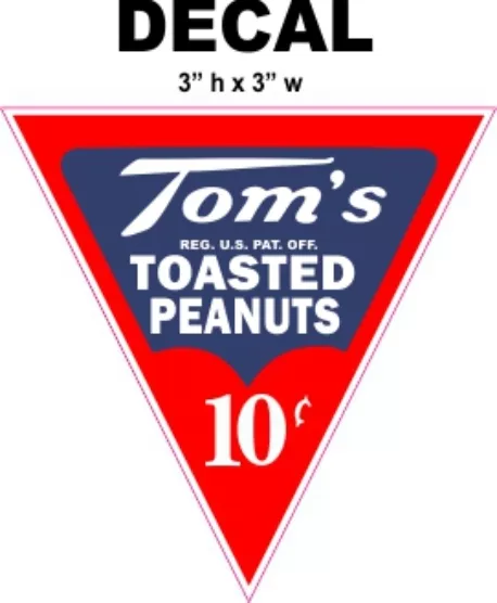 Tom's 10 Cents Toasted Peanuts Decal, Great for Dioramas, Gumball Machine & More