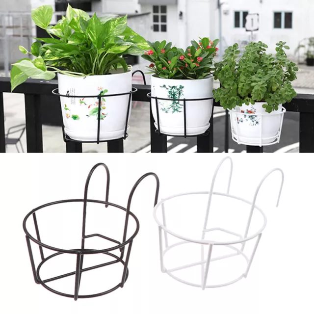 Garden Hanging Plant Iron Racks Balcony Round Flower Pot Rack Railing Fence'EL