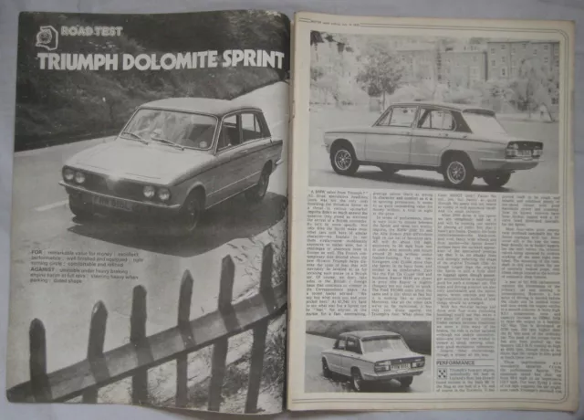 1973 Triumph Dolomite Sprint Original Motor Magazine Road test
