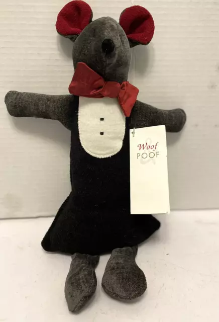 WOOF & POOF Plush Mr Mouse Tuxedo Bow Tie Black White with Tag 2006