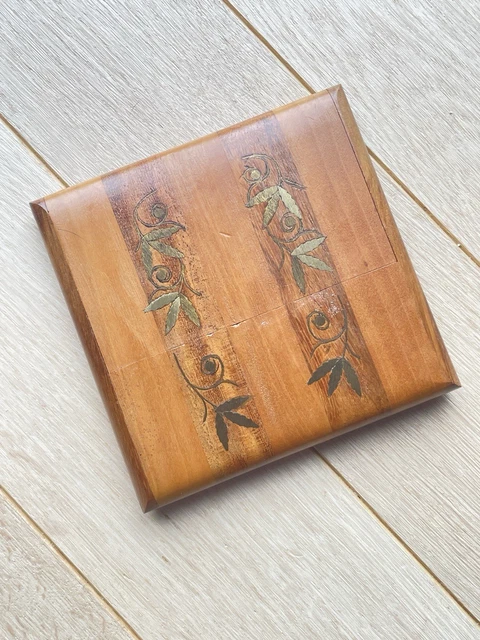 Etui Ancien Bois Marqueterie De Paille – XIXe – Style Napoléon III – Objet Décoratif