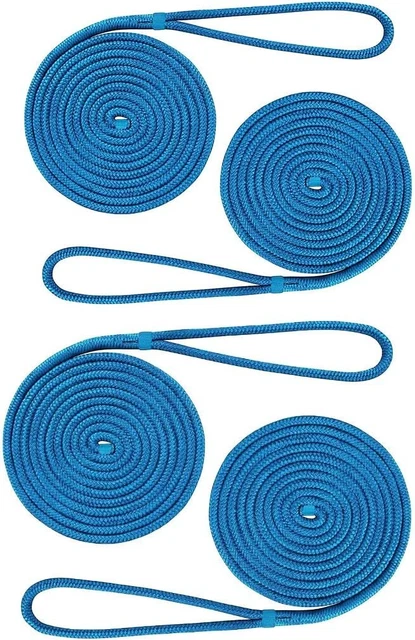 4Pcs 1/2 " 50 FT Double Braided Nylon Dock Lines Boat Marine Mooring Anchor Rope