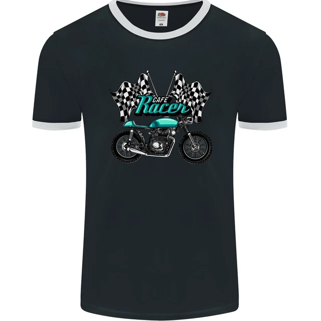 Cafe Racer Biker Motorcycle Motorbike Mens Ringer T-Shirt FotL