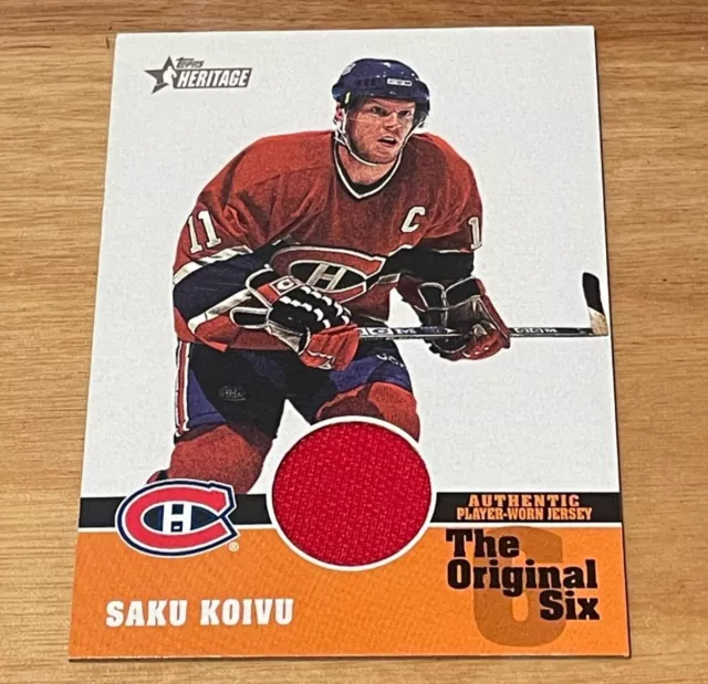 2000-01 Topps Heritage #OSJ-SK Original Six Saku Koivu Game-Worn Jersey