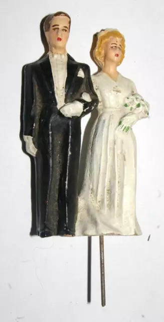 anciennes figurines  couple de mariés pour gâteau de mariage