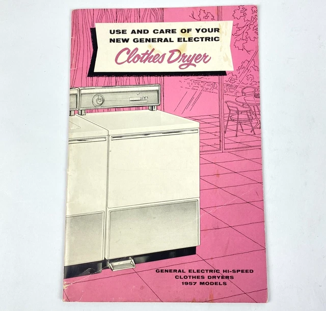 General Electric Hi-Speed Clothes Dryer Instructions Manual 1957 VTG