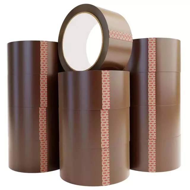 12 Rolls Packing Parcel Tape Brown 48Mm X 66M Packaging Box Sealing Strong Long