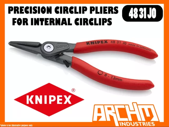 Knipex 4831J0 Precision Circlip Pliers For Internal Circlips 170Mm Straight Tips