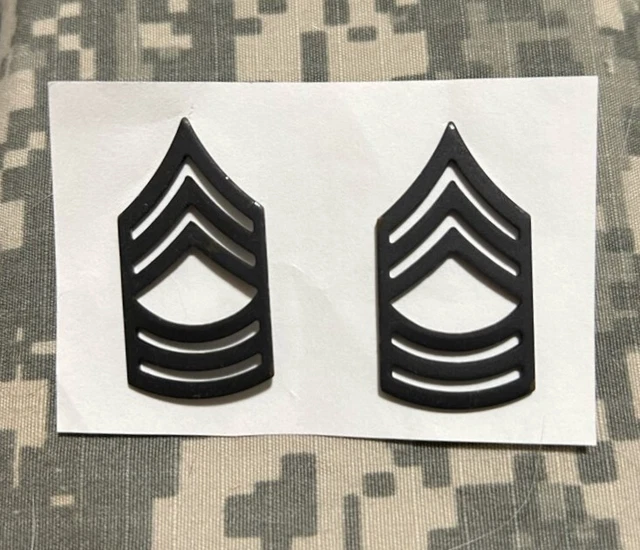 US ARMY MASTER Sergeant MSG/E8 Enlisted Rank Subdued Black Insignia