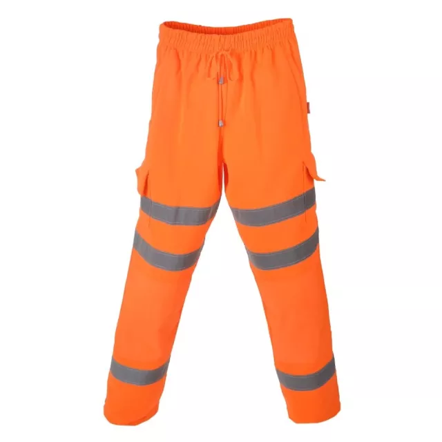 Superior Orange Hi Vis Viz Combat Style Jogger Bottoms Trousers Workwear