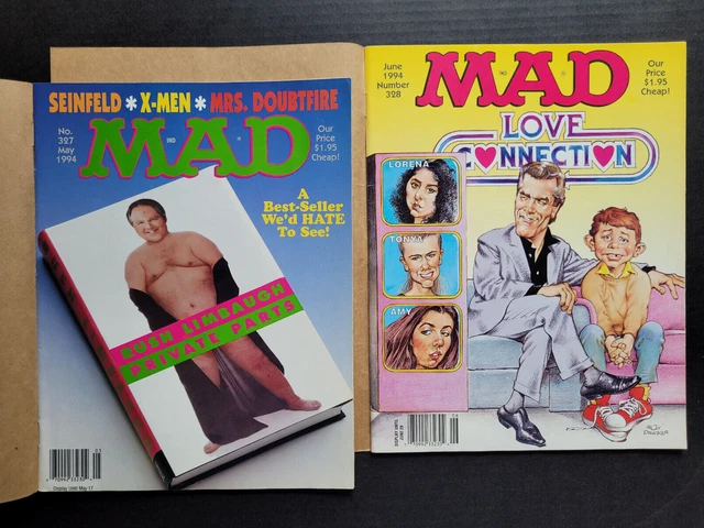 Mad Magazine ~ Lot 2 Issues ~# 327 Limbaugh + # 328 Love Connection ~ W/Mailer!