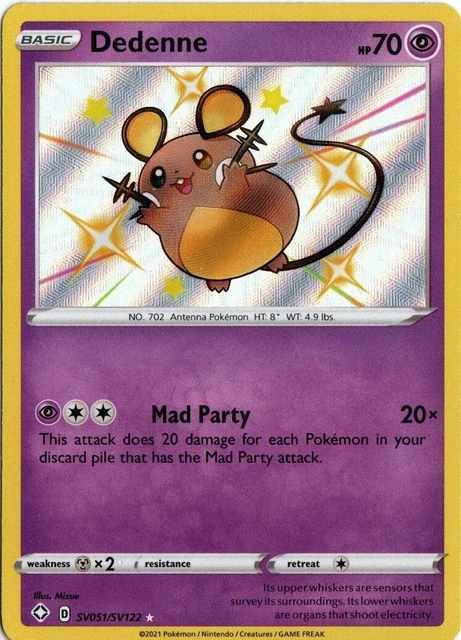 SV051/SV122 Dedenne Shiny | Rare Holo Pokemon Trading Card Shining Fates Vault