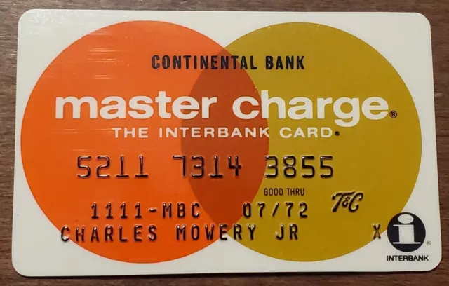 Continental Bank Master Charge, The Interbank credit card exp 1972 ~ our cb858