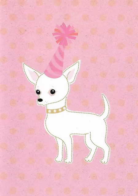 Chihuahua Birthday Card ~Adorable Card with Glitter on Front!