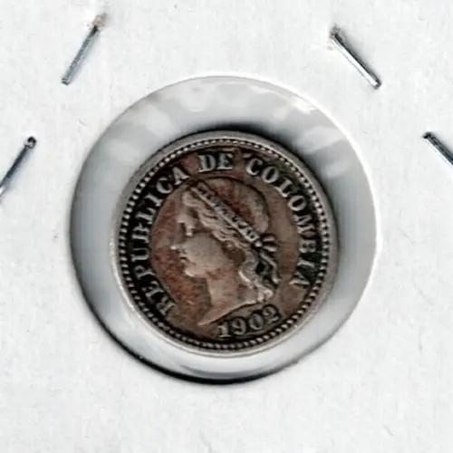 1902 Colombia Circulated Silver 5 Centavos Coin!