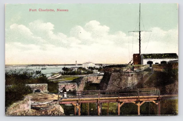 c1908~Fort Charlotte~ British-Colonial Era~Coast~Nassau Bahamas~Antique Postcard