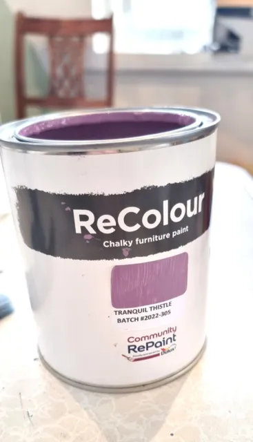 Pintura de muebles ReColour pintura lila acabado calcáreo pintura, 750 ml, pintura reciclada ecológica