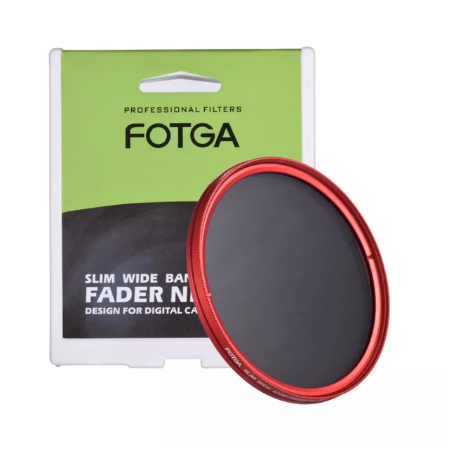 FOTGA 67mm Slim  Fader Variable Filter Neutral Density ND2 to ND400 Red M4J2