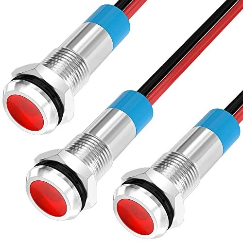 DaierTek LED Indicator Light 12V Waterproof Red Signal Light Waterproof 6MM 1...