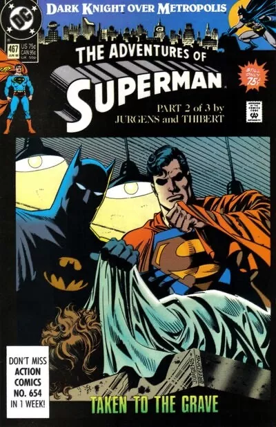 ADVENTURES OF SUPERMAN #467 F/VF, Batman, Direct DC Comics 1990 Stock Image