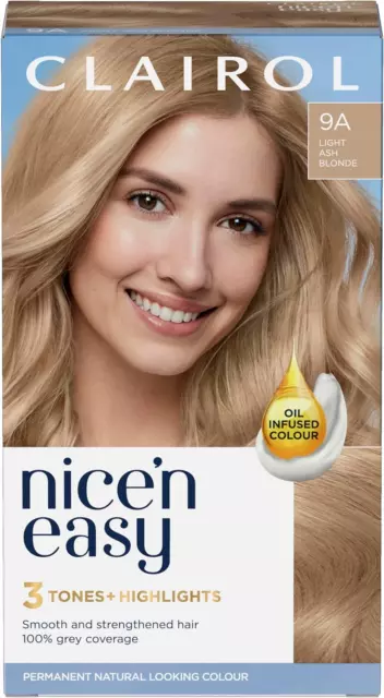 Clairol Nice'N Easy Crème, Natural Looking Oil Infused Permanent Hair Dye, 9A Li