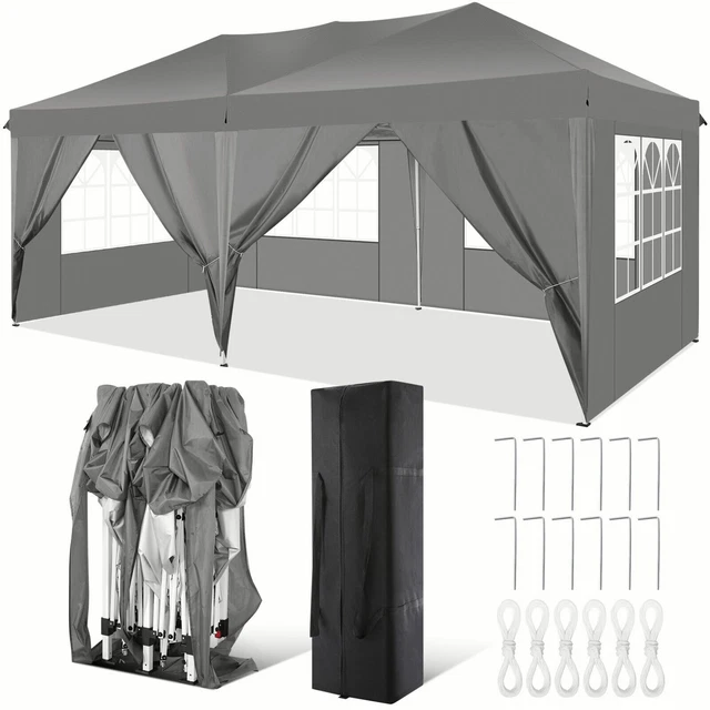 Pavillon 3x6/3x3m Partyzelt Pop up Stabil Wasserdicht UV-Schutz 50+ Garten Fest