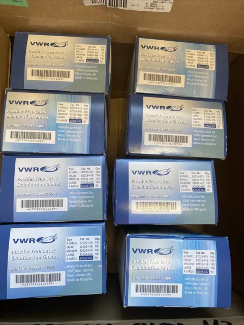 VWR Latex Gloves Extra Large 8 Boxes with 90 Gloves Each