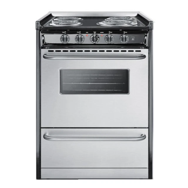 Summit TEM610BRWY Black/Stainless Steel 24 Electric Range