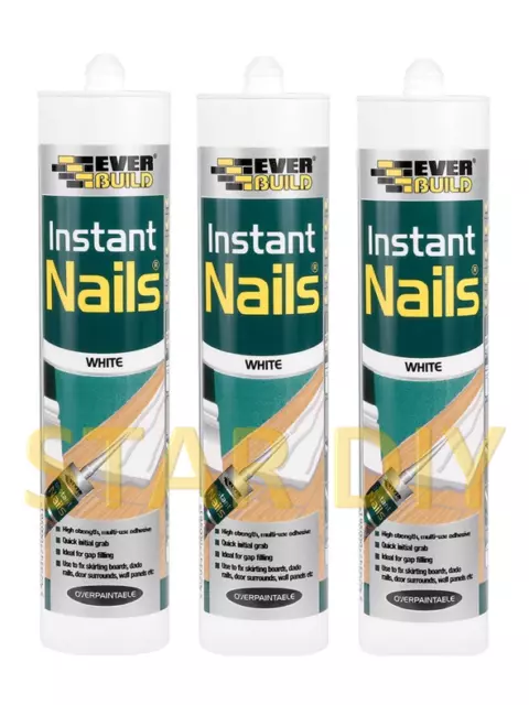 3 x SAVES NAILS INSTANT GRAB ADHESIVE SILICONE EVERBUILD WOOD BRICK METAL UPVC