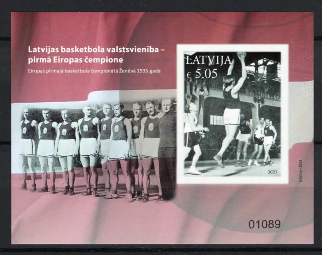 Lettland(Latvia,Lettonie) 2023 Basketball Europameister 1935 ,Block ,Postfrich**