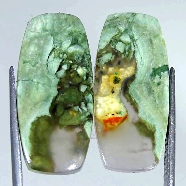 22.50Cts Natürlich Regenwald Jaspis Paar Rhyolite Kissen Cabochon Lose Edelsteim