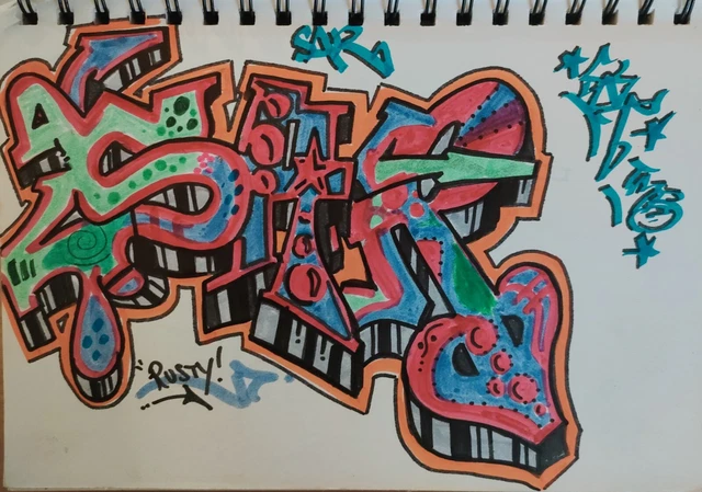 Dessin Original SAR Sketch 21x28cm - Street Art Graffiti Signé (Cope/Quik/Taki...)