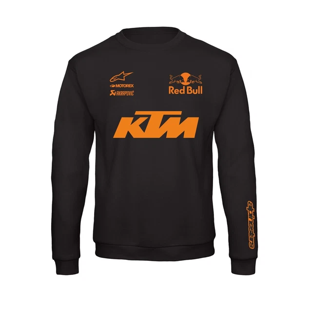 Felpa girocollo nera KTM Racing replica corse ENDURO moto CROSS stampa gara