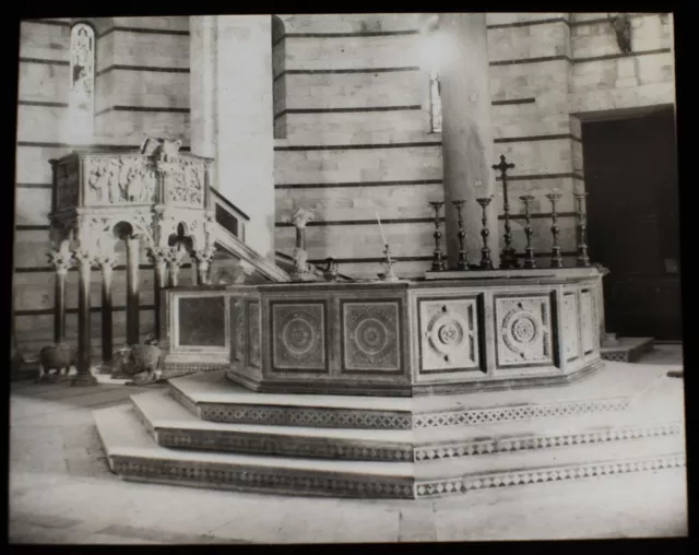 ANTIQUE Magic Lantern Slide BAPTISTERY INTERIOR PISA C1900 PHOTO ITALY TUSCANY