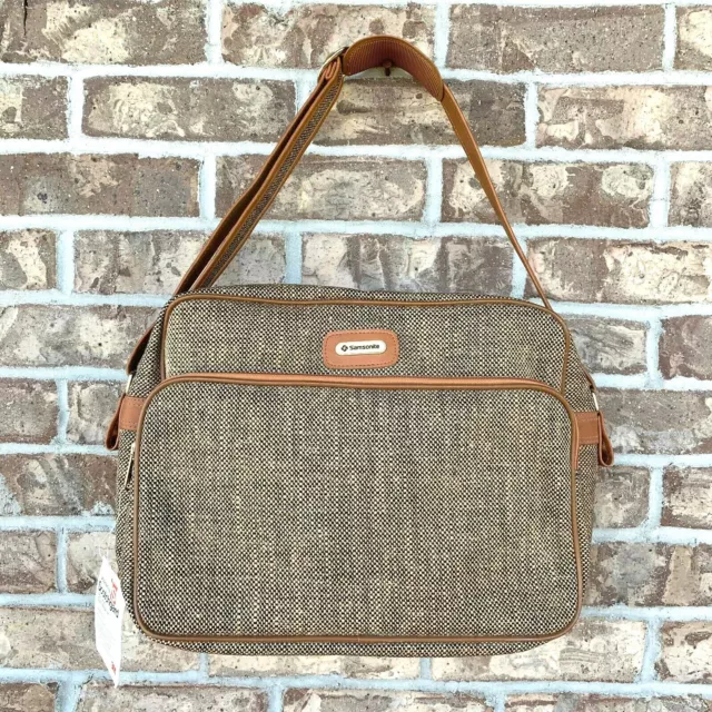 Samsonite Special Collection tweed carry-on weekender overnight travel bag brown