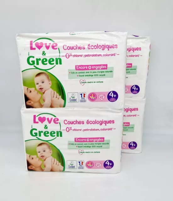 Love & Green Baby Windeln Größe 4+ (9-20 kg) 168 Stück, Monatsbox