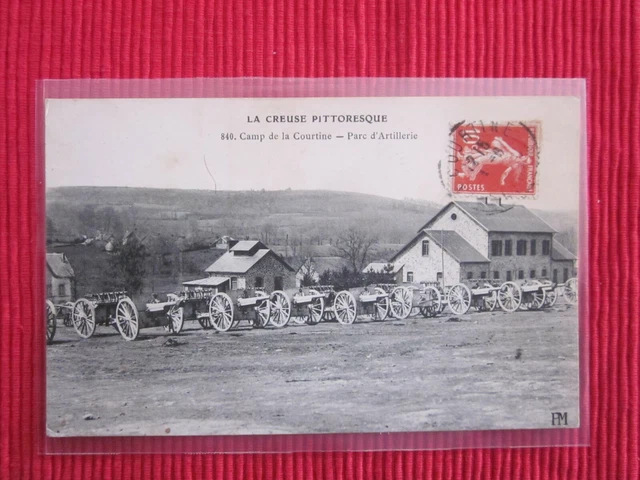 Cpa Ecrite Timbre Camp De La Courtine Creuse 23 Canon Artillerie