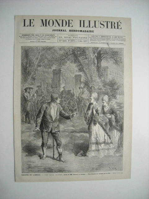 Gravure Originale 1877 - La Pêche Des Sangsues - Thème Chasse Et Pêche XIXe