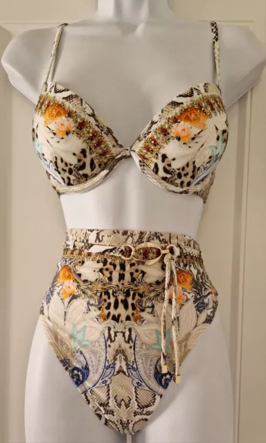 WOMENS RIVER ISLAND Multicolour Animal Paisley Plunge High Waist Thong  Bikini 10 £39.99 - PicClick UK