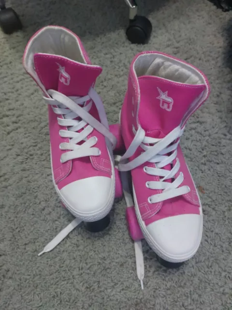 Rookie Pink Canvas High Top Roller Skates Size 6