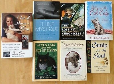 LOT OF 7 CAT BOOKS Animal Rescue Kittens Dogs Pet Loss Stray Feral Shelter Kitty