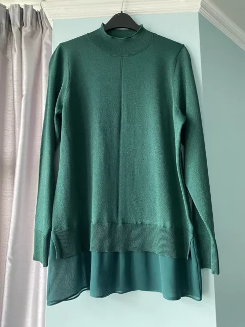 NEXT Emerald Green Viscose Mix Ladies Lightweight Longline Jumper Size M