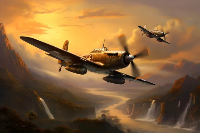 Home Decor Wall Art Ww2 War Retro Vintage Fighter Oil Painting Printed On Canvas