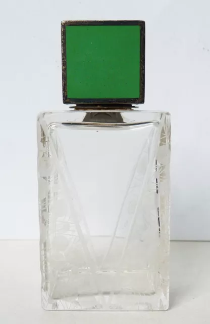 ART DECO circa 1925 SILVER + glass toilet necessities perfume bottle bottles 2