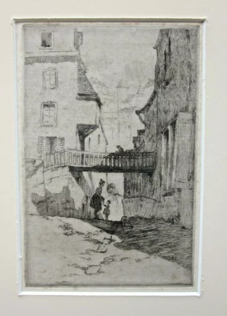 20thC Etching Luxembourg Artist Unknown an Attractive & Characterful Scene Print