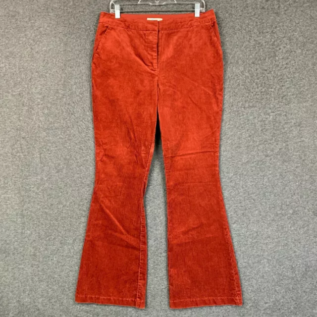 Boden Jeans 14 Womens Flared Wide Leg Corduroy Orange High Rise Stretch 33x32